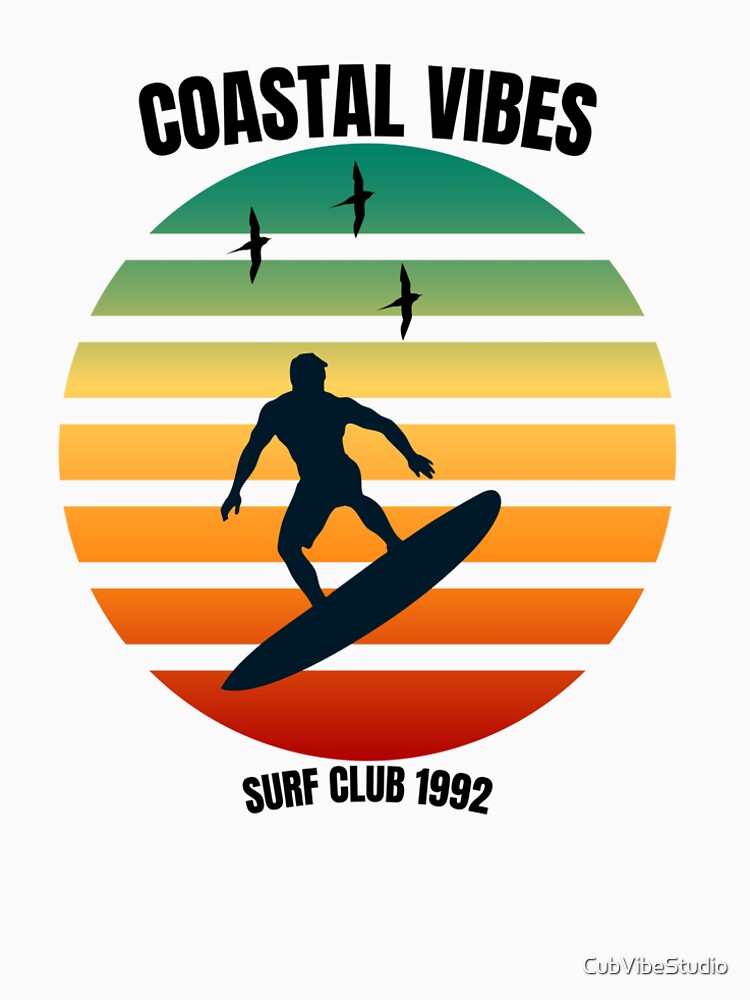 Coastal Vibes Club Surf 1992 Aesthetic Design by CubVibeStudio