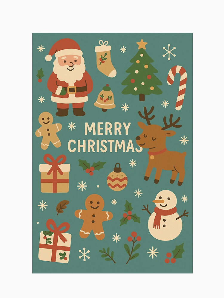 Cute Christmas Collage – Teal Holiday Seamless Pattern by Still Breathing Studio
