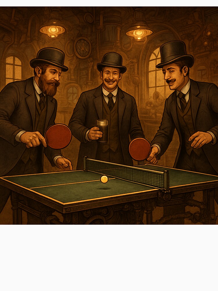 Gentlemen's Ping Pong & Porter Society - Vintage Victorian Table Tennis T-Shirt by OhMyPingCo