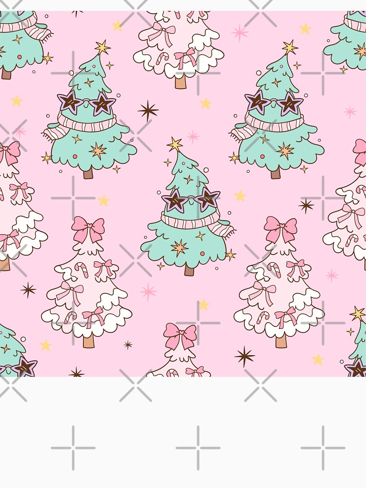 Kawaii Christmas Tree Pattern in Pastel Pink & Green by smeraldosecrets