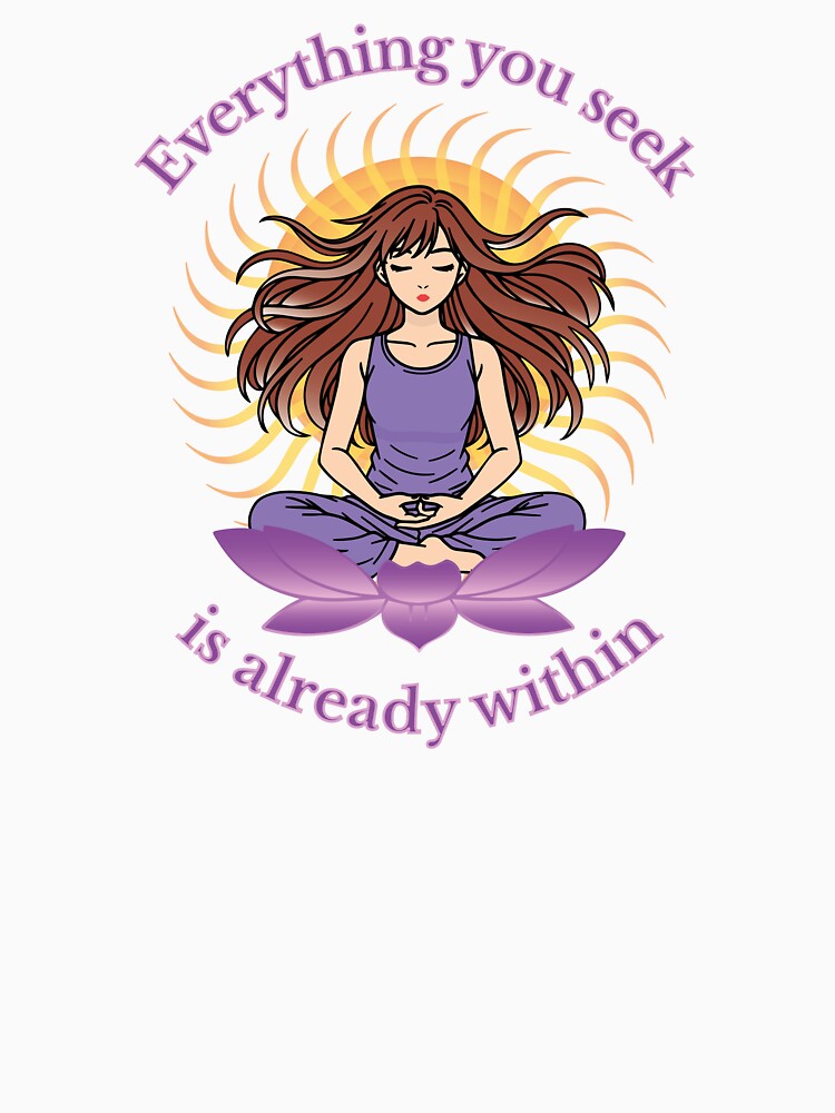 Inner Power Meditation Girl – Yoga Spiritual T-Shirt Design by Lily's World