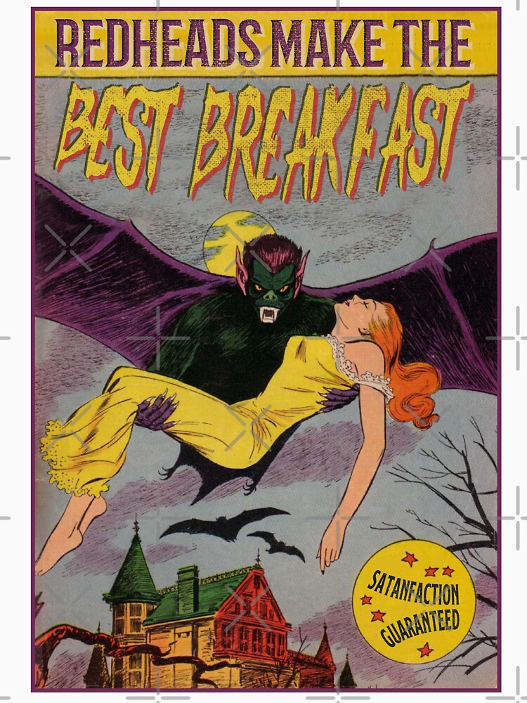 Vintage Redhead Bat Breakfast Retro Horror Poster Halloween Gift by TheAplus