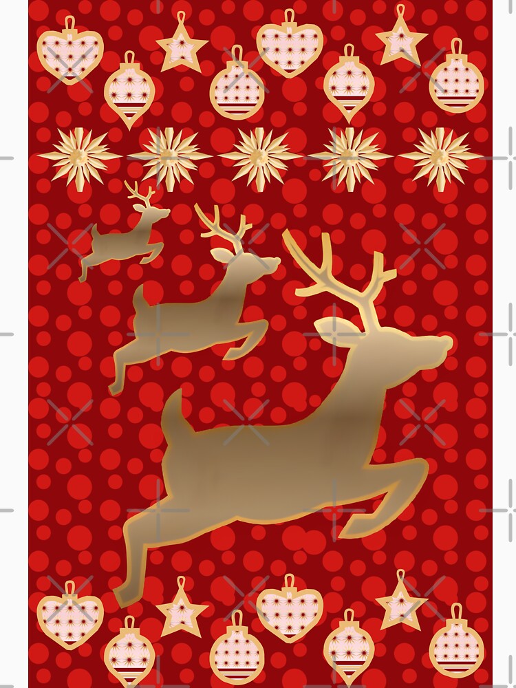 Golden Reindeer Christmas Pattern – Festive Holiday Red Design by HopeAndHustle