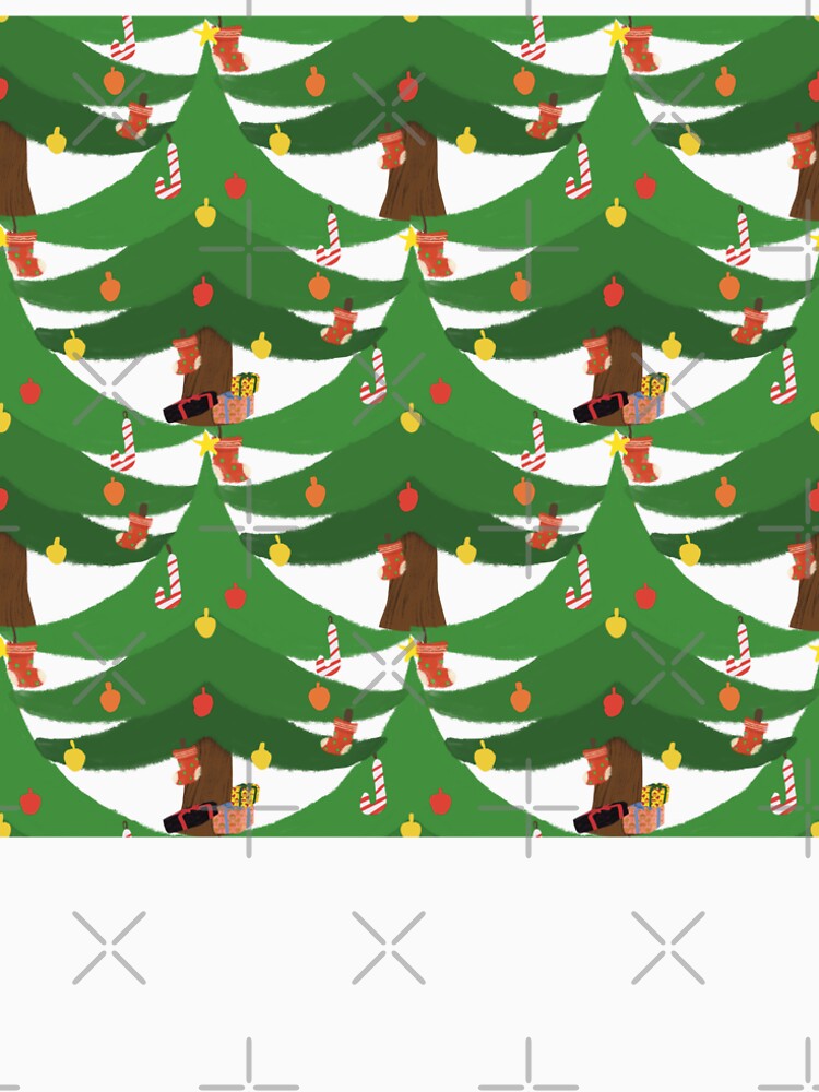 Cute Christmas Tree Seamless Pattern – Festive Holiday Illustration with Ornaments & Gifts” by A-sam9