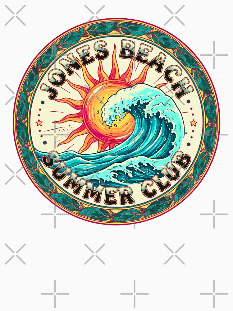 Jones Beach Summer Club Retro Badge - Vintage Sun & Waves by FitEnvy