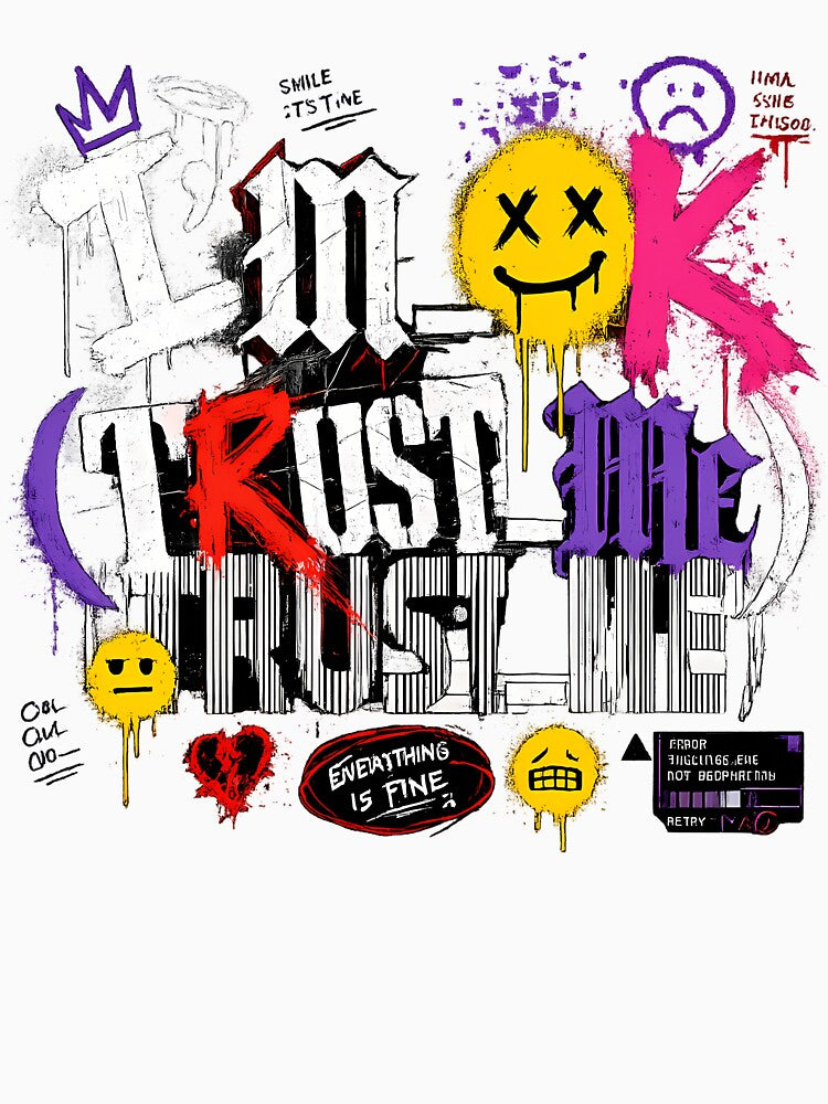 Edgy Grunge I'm OK Trust Me Sarcastic Streetwear Graphic T-Shirt by etuvibes
