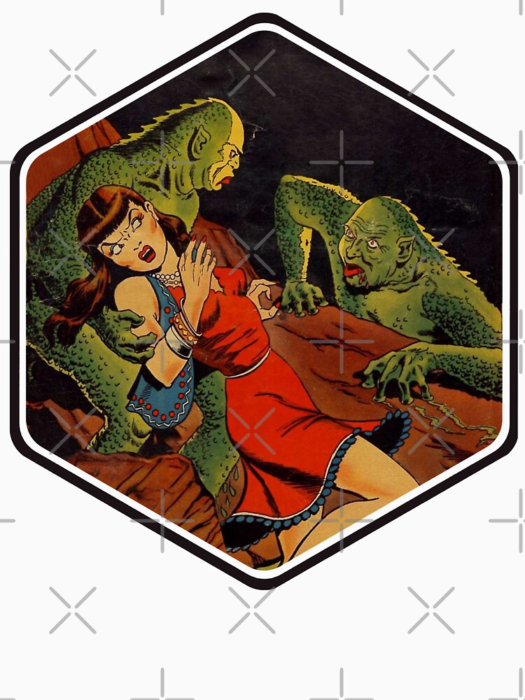 Vintage Lizard Man Retro Horror Poster Reptile Gift by TheAplus