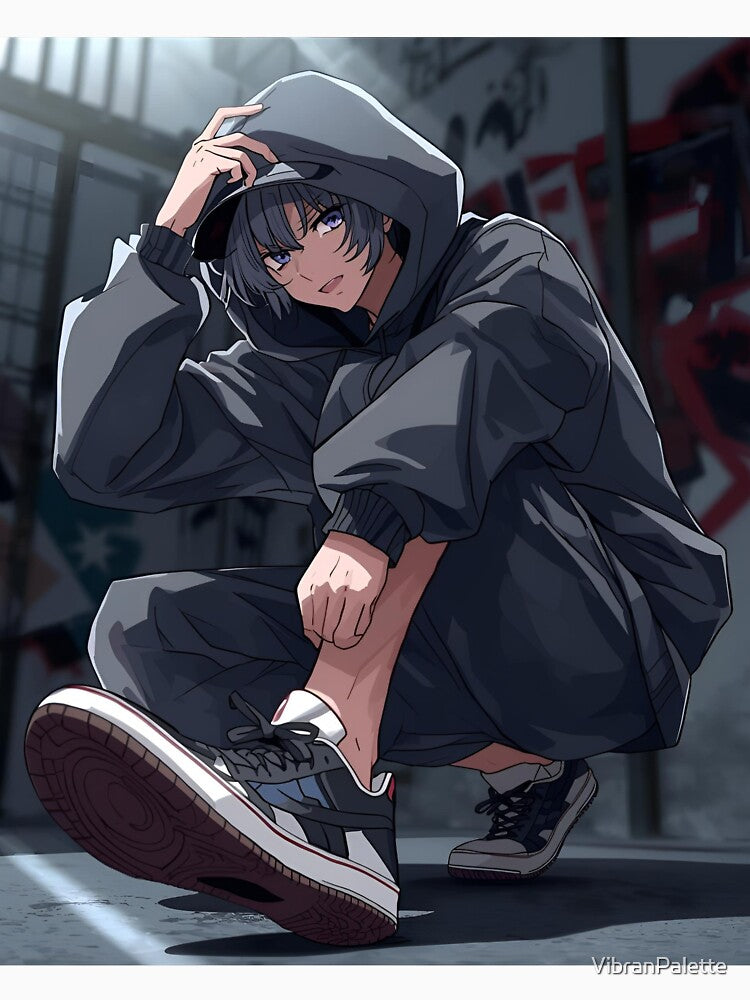 Cool Anime Streetwear Style - Urban Graffiti Hoodie Aesthetic by VibranPalette