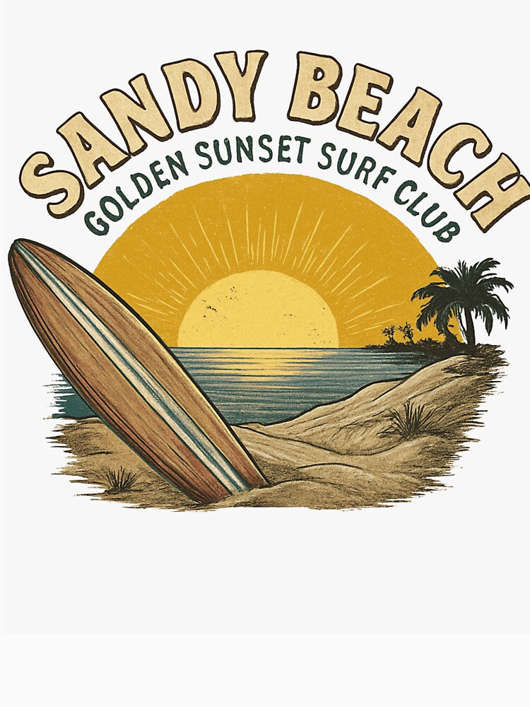 Vintage 60s Surfboard Beach Sunset – Retro Aesthetic Surf Club by designerr23 ⭐⭐⭐⭐⭐