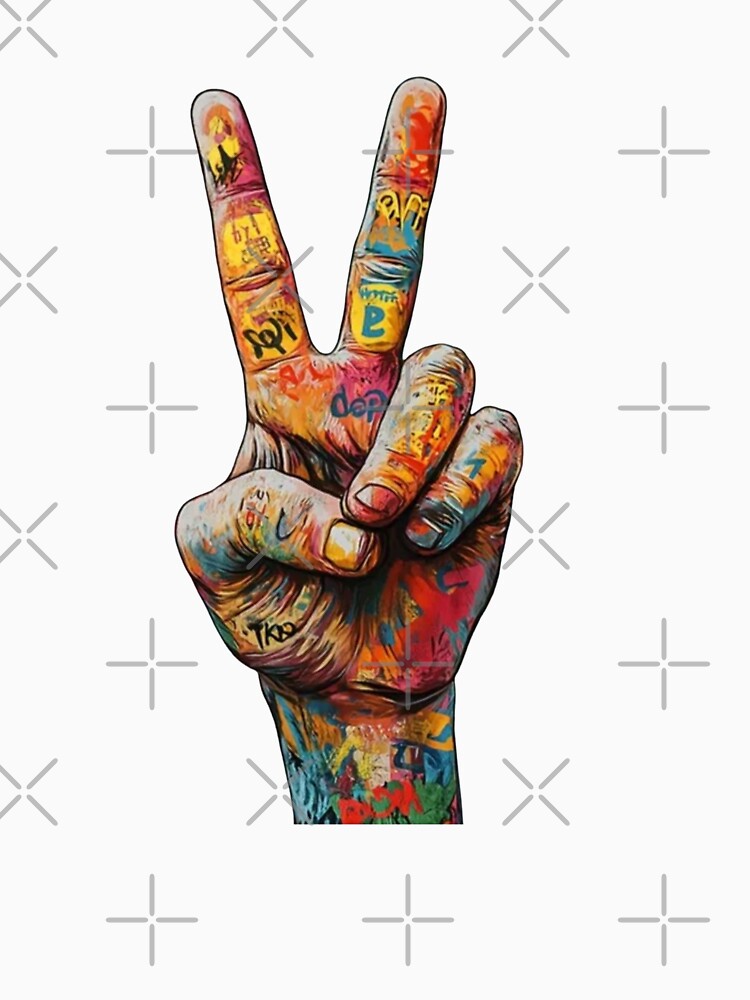 Graffiti Peace Sign Hand - Colorful Streetwear Urban Graffiti Art by gokhanuzen