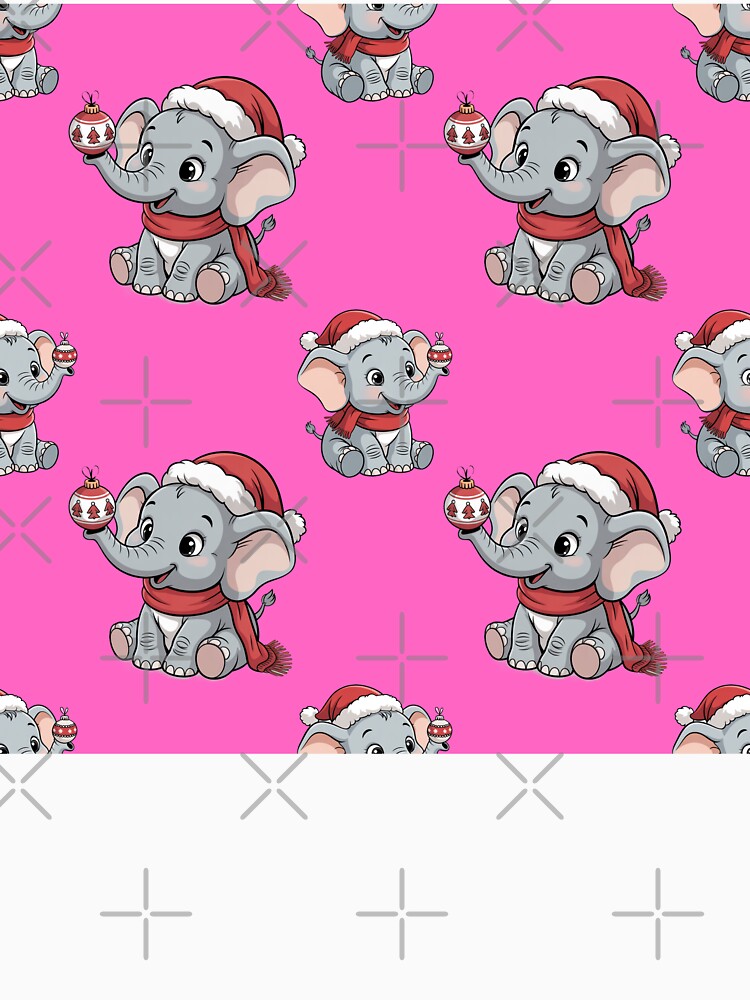 Elephant Wearing Santa Hat Festive Pattern by Grang Art Artistic Designs