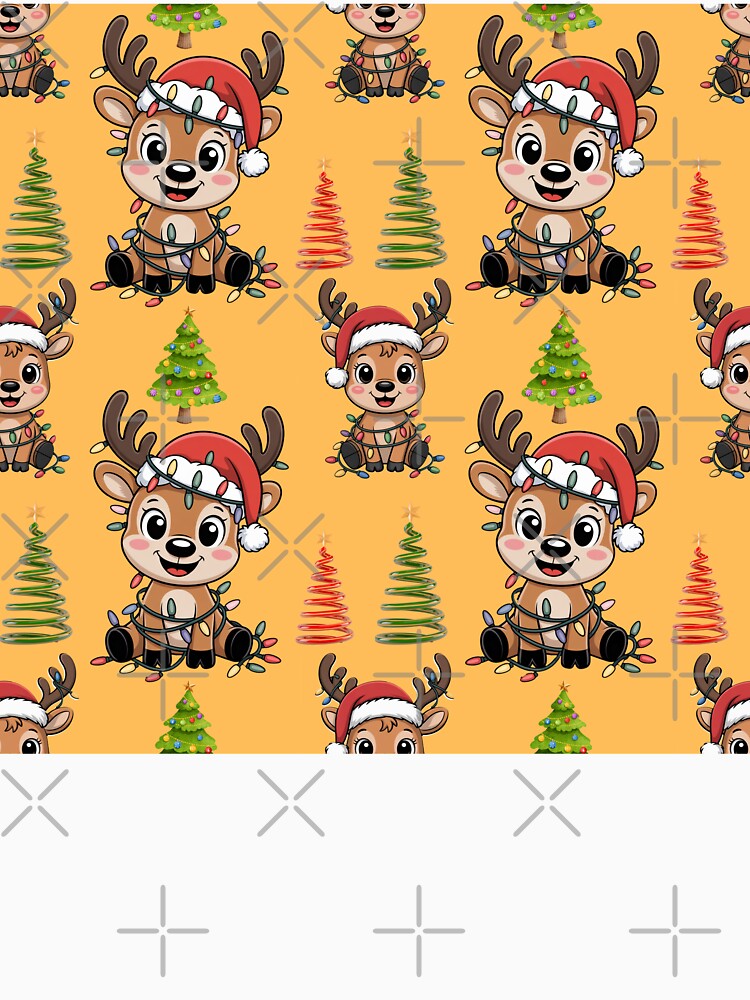 Cute Holiday Reindeer & Festive Trees Seamless Print by Grang Art Artistic Designs