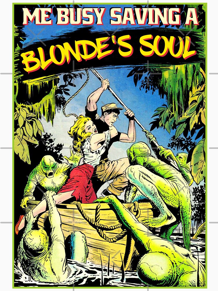 Vintage Swamp Monster Retro Horror Poster Blonde Gift by TheAplus