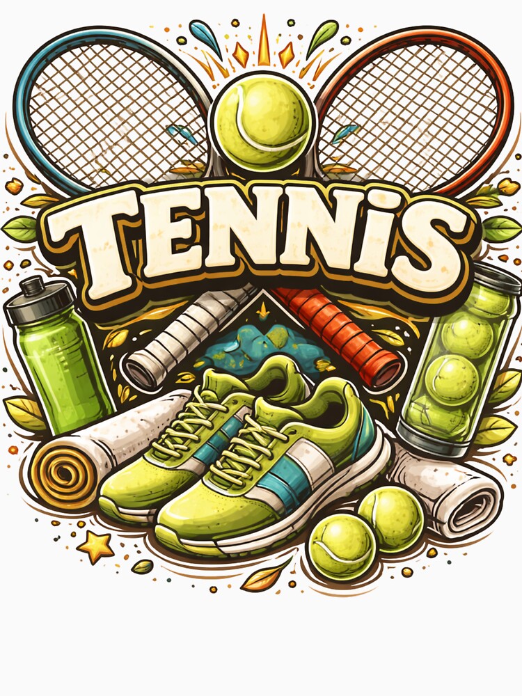 Retro Tennis Essentials Colorful Sports Graphic by axiksa10