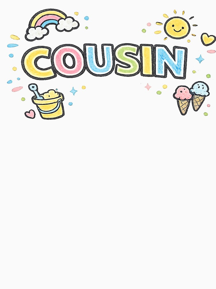 Cousin - Childlike Crayon Lettering Art by LEFTERIS-DESIGN