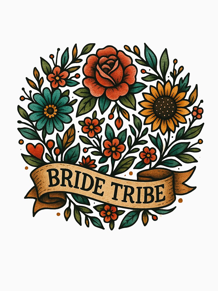 Bride Tribe Bridal Party Traditional Tattoo Flash style by SeeSquaredDesign