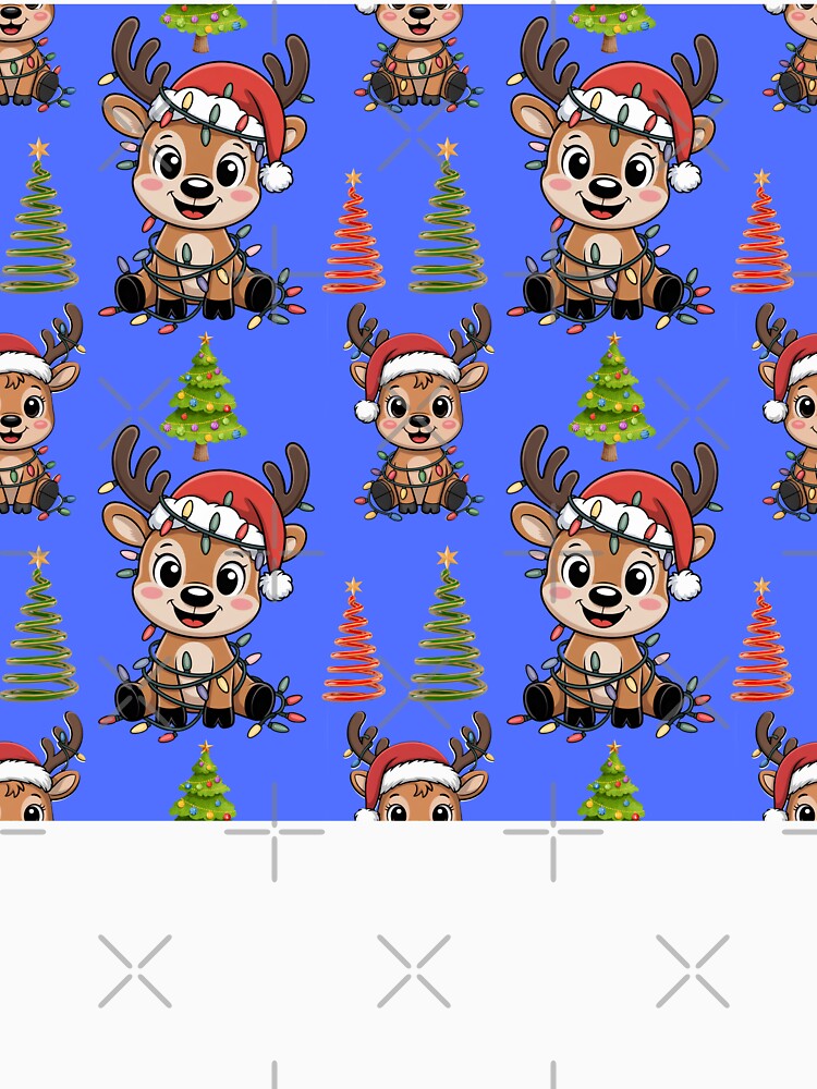 Cute Cartoon Reindeer Christmas Lights Pattern by Grang Art Artistic Designs
