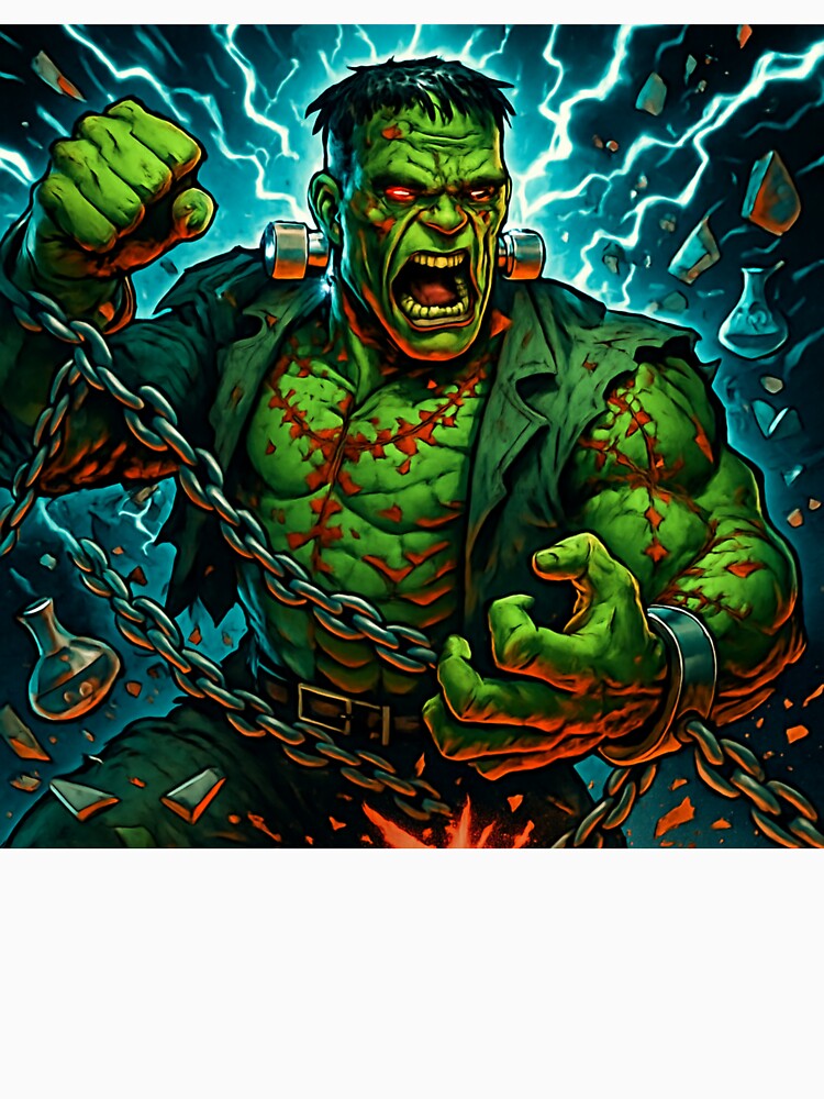 Frankenstein Unleashed – Powerful Electric Monster Art by DamianRoy88