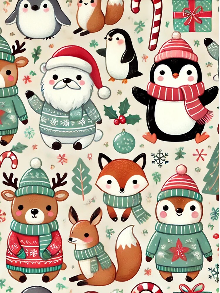 Festive Critters – Adorable Animal-Inspired Christmas Pattern by Lovingart222