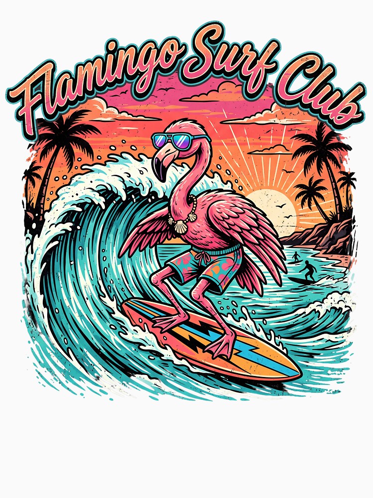 Flamingo Surf Club Vintage Tropical Wave Rider by ArtTodayShop