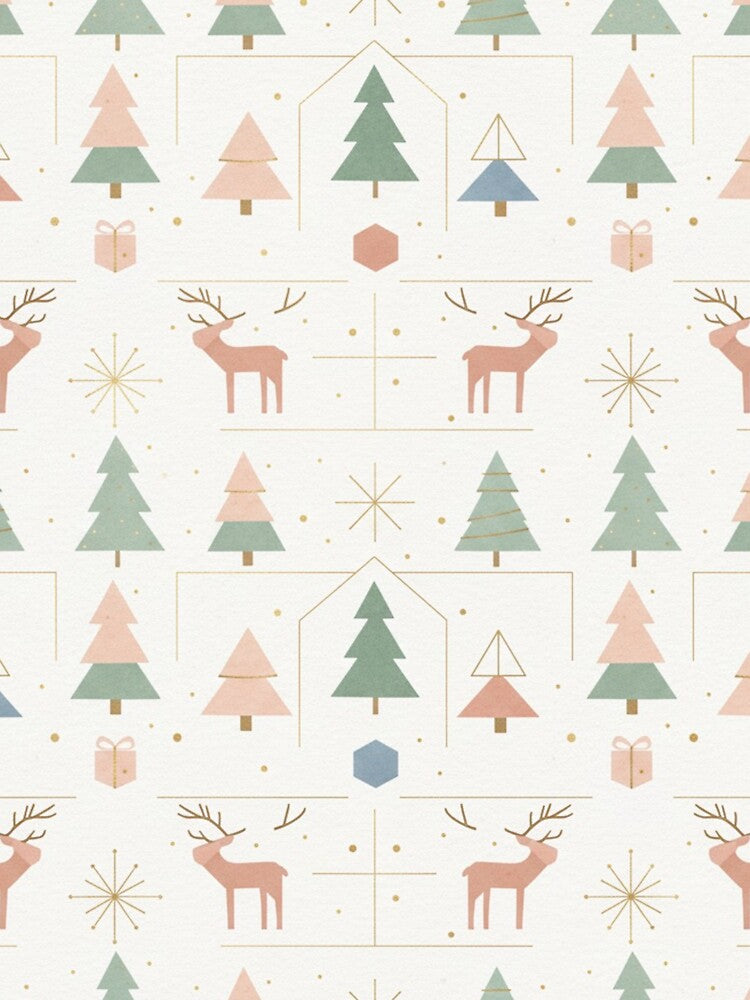 Scandi Christmas Pattern – Minimalist Reindeer & Trees Holiday Design by HobbyShopForYou