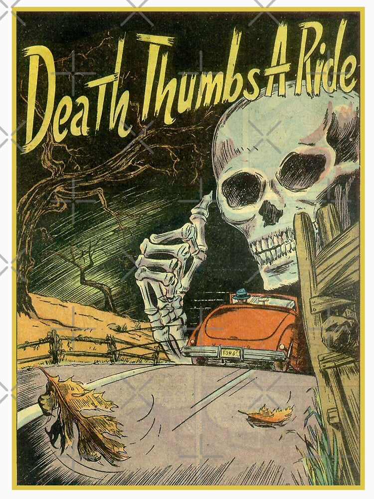 Vintage Death Thumbs Ride Retro Halloween Poster Gift by TheAplus