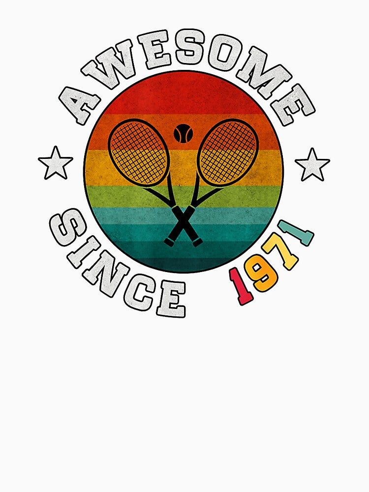 Awesome Since 1971 Tennis Vintage Retro Birthday by WayTBeenkenArt