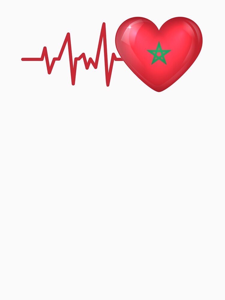 HEARTBEAT MOROCCO MAROC FLAG ECG GIFT IDEA by melshirt-shop