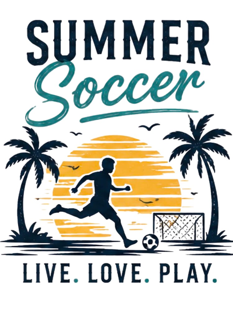 Summer Soccer Live Love Play Beach Football Sunset Retro T-Shirt by novaduman
