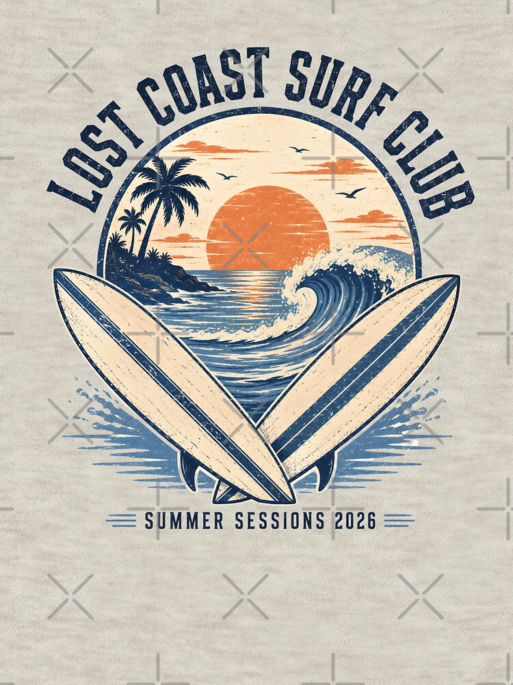 Vintage Lost Coast Surf Club – Retro Summer Surf T-Shirt Design by JAWPoD
