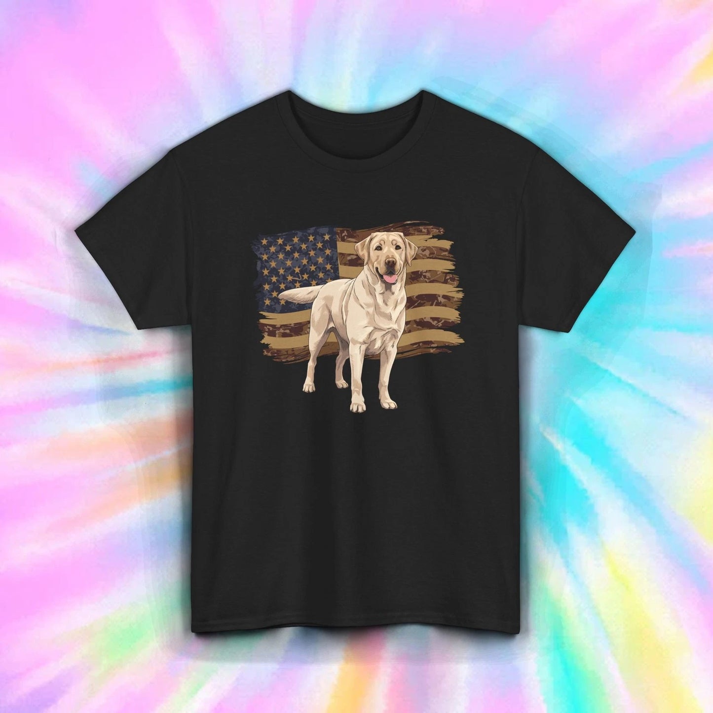 Labrador Retriever Shirt USA Flag Dog Patriotic 4th of July Pet Tee S-5XL