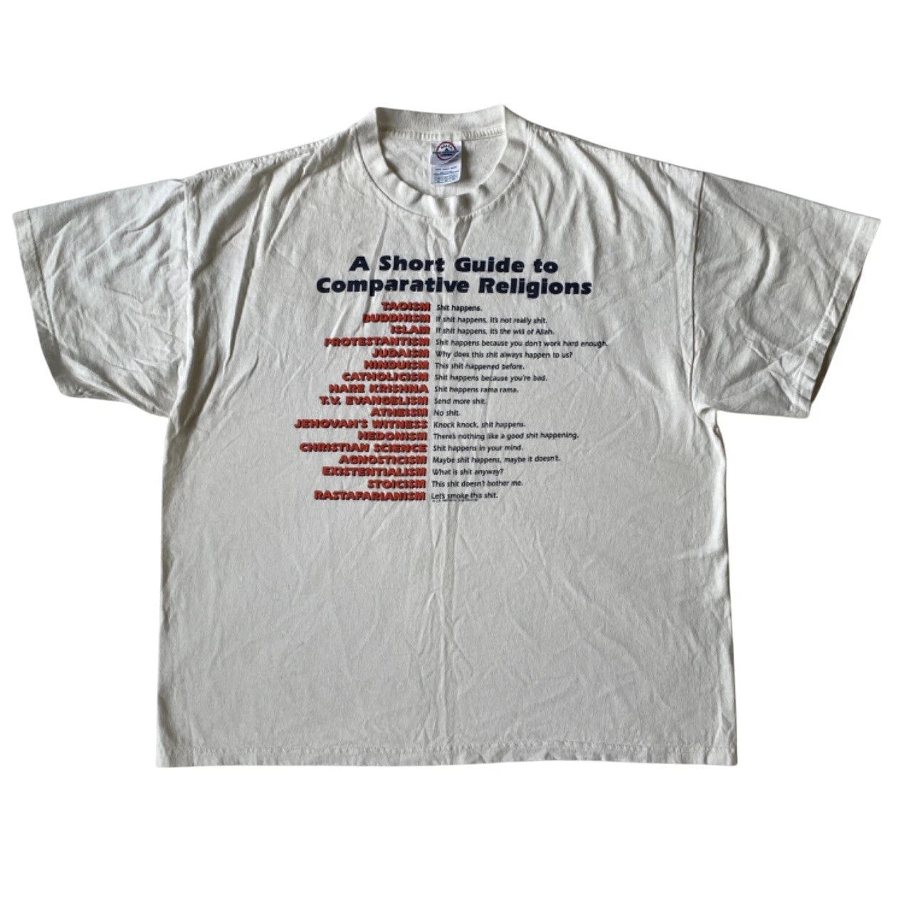 Comparative Religions Shirt XL Novelty Gag Joke Gift S**t Happens Delta Pro Crew