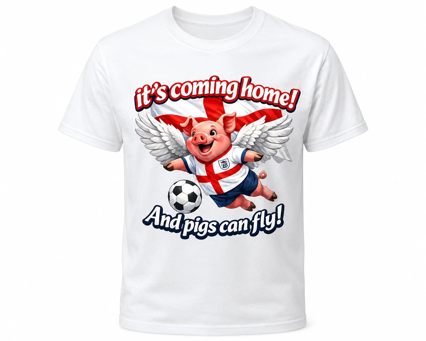 It's Coming Home and Pigs Can Fly Funny England Football T-Shirt World Cup 2026