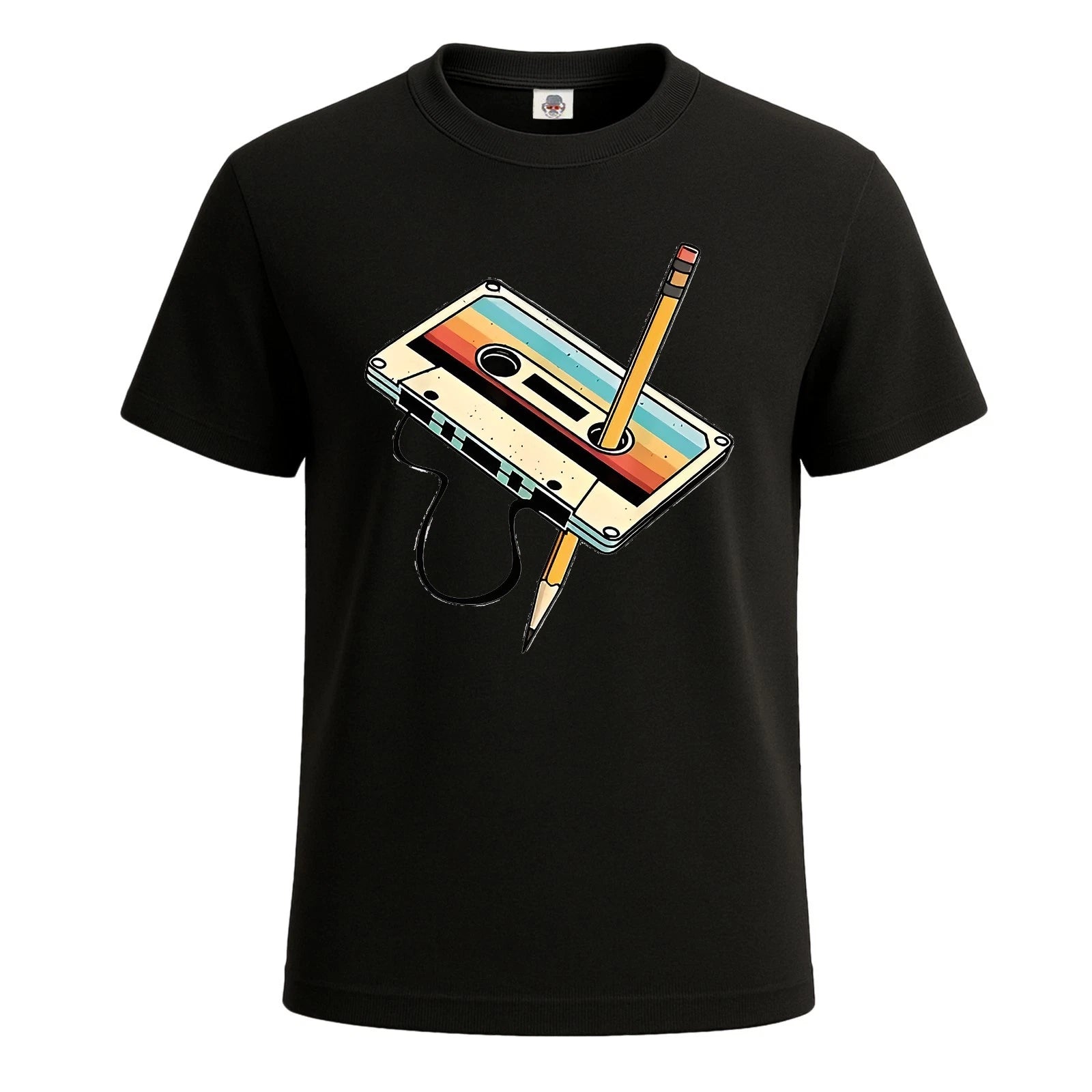 80s Cassette Tape Pencil 1980s Retro Vintage Mens T-Shirt Party Novelty Tee Top