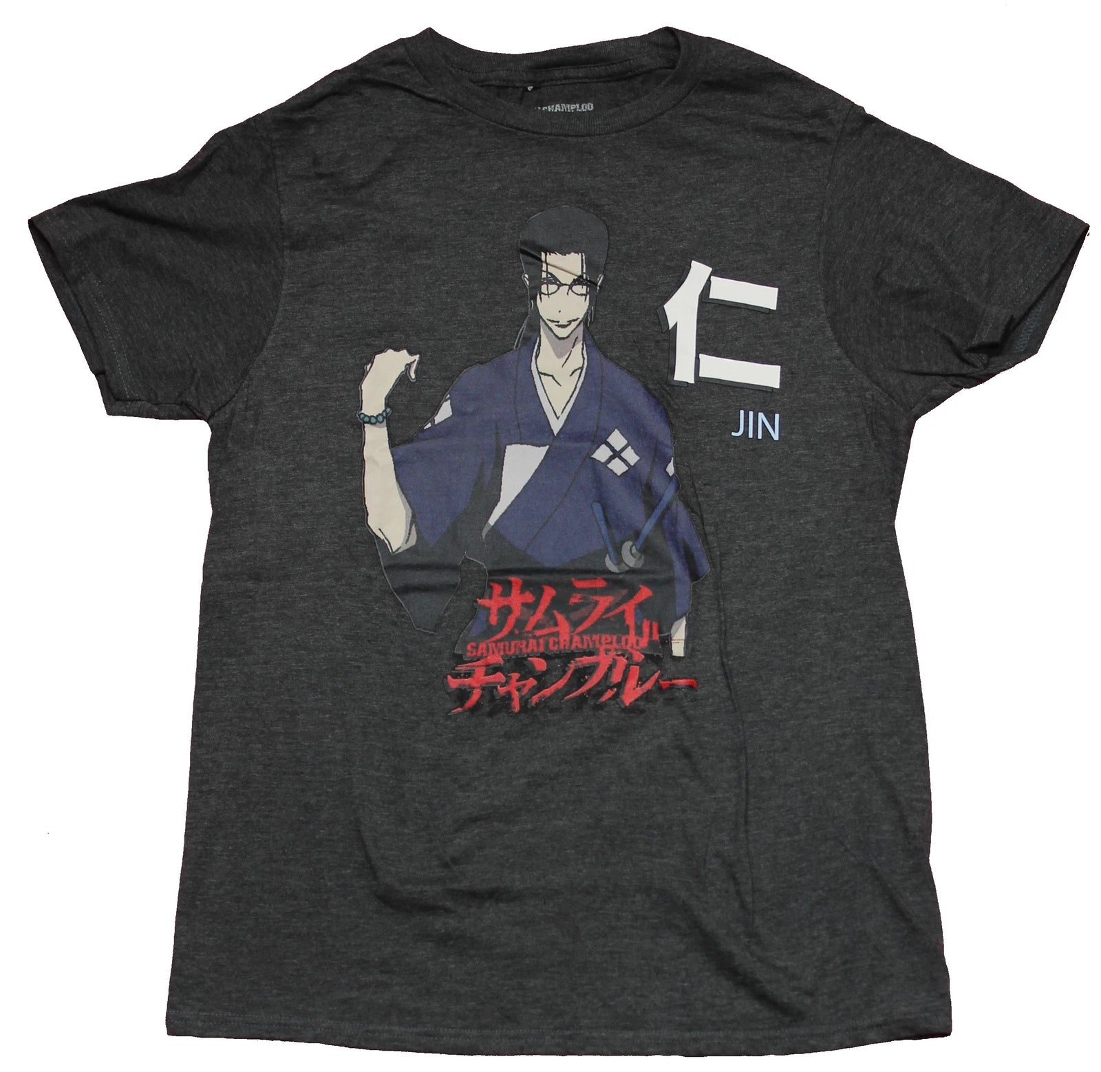 Samurai Champloo  New Adult T-Shirt - Jin Sce Over Logo