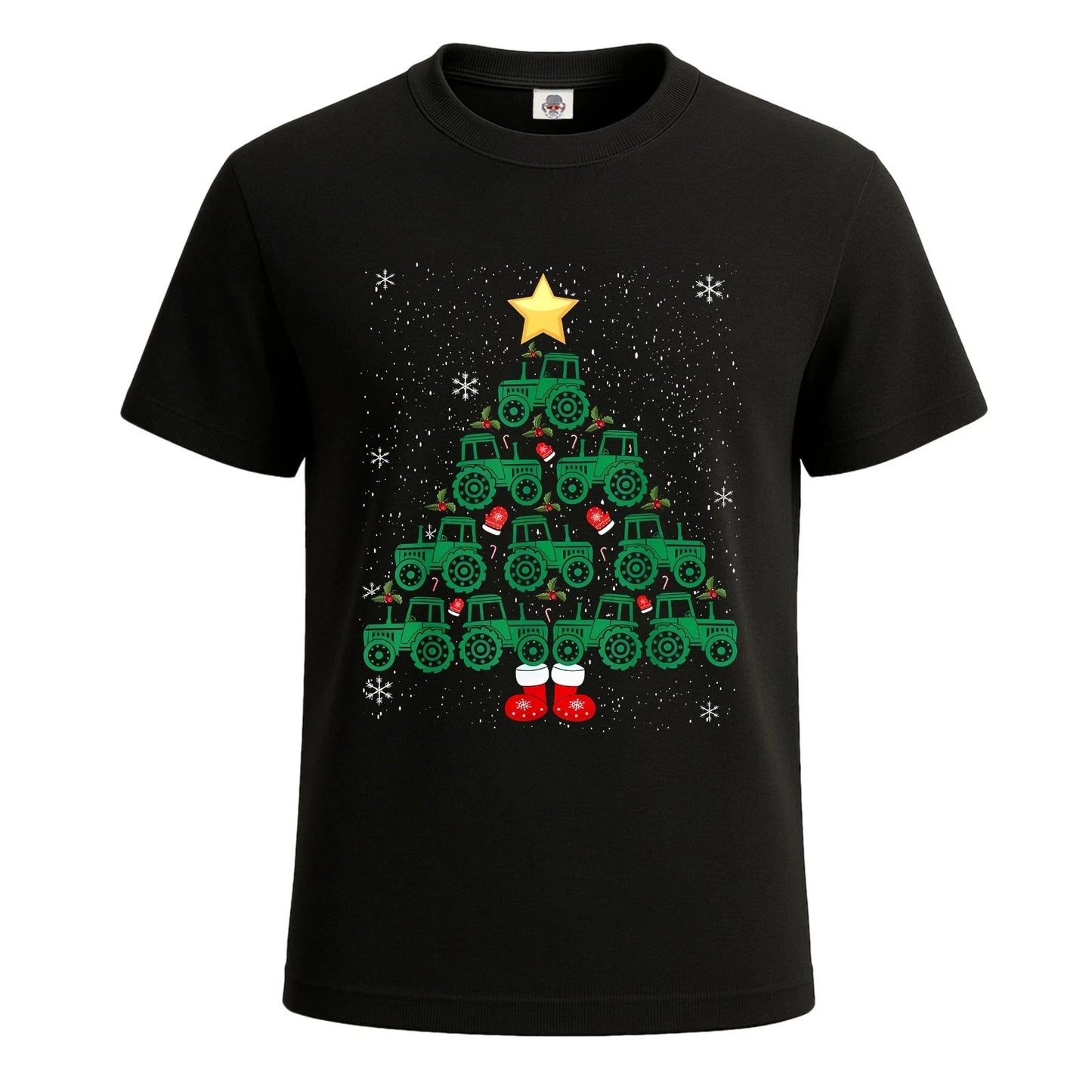 Tractor Christmas Tree Tractor Lover Farmer Mens T-Shirt Party Novelty Tee Top