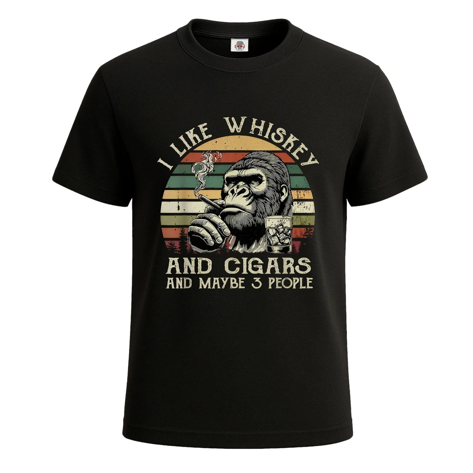 I Like Whiskey And Cigars And Maybe Retro TShirt Ape Gorilla Novelty Tee Top