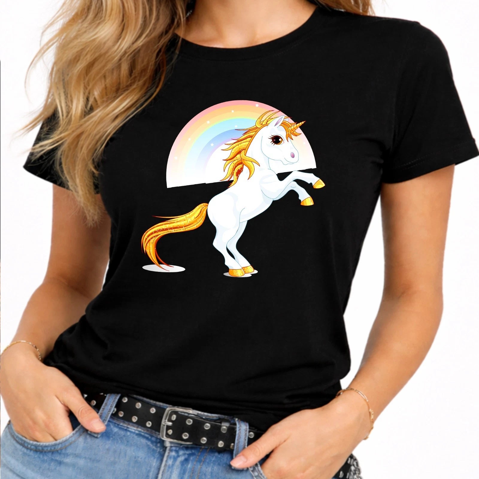 Unicorn T Shirt Rainbow Magical Fantasy Graphic Tee Women Gift Kawaii Unicorn