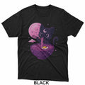 Kawaii Pastel Goth Cat Eating Ramen Under Moon Japanese T-Shirt