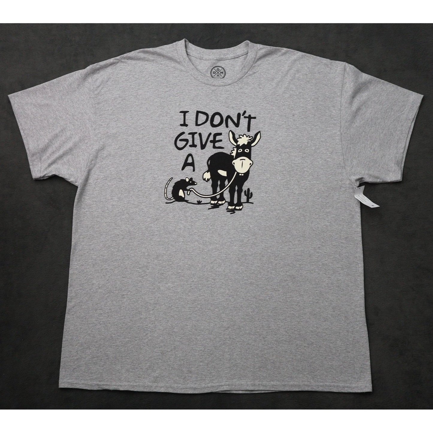 DOM Mens I Don't Give A Donkey Rat Graphic T-Shirt Gray 2XL Humor Tee