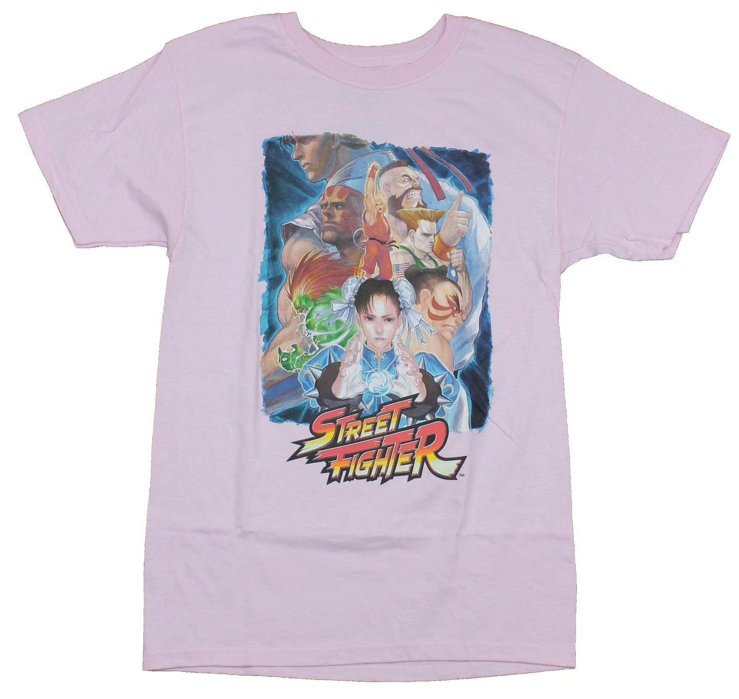 Street Fighter Mens  T-Shirt -  Chun Li Over A giant Artful Character Collage