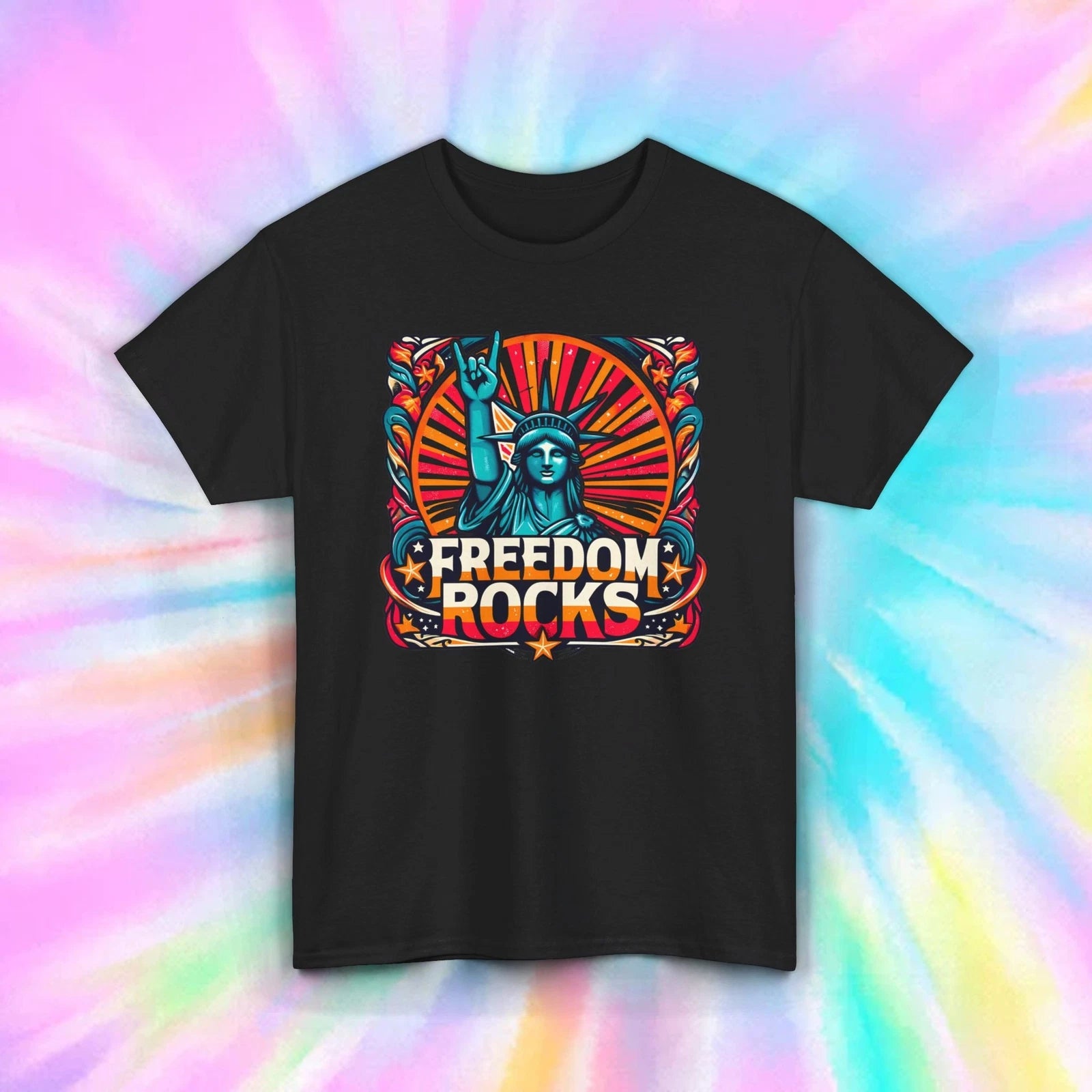 Freedom Rocks Shirt | Lady Liberty Patriotic Graphic Tee | American Pride Gift