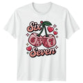Kawaii Knitted Cherry Design With Rainbow T-Shirt Knitting Art Valentines Day
