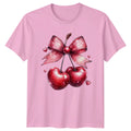 Sparkly Cherries And Glitter Bow Womens T-Shirt Cute Food Art Valentines