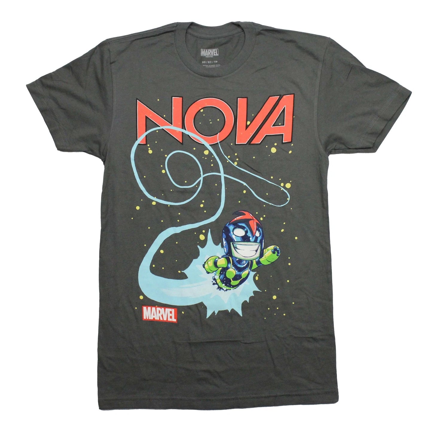Nova New Adult T-Shirt - Chibi Skottie Younng Art Flying Below Name