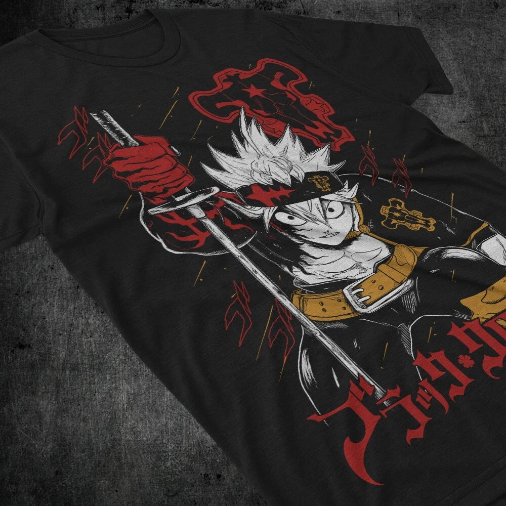 Asta Yuno T-shirt Black Clover Anime Manga Asta Girl Gifts Black Shirt All Size