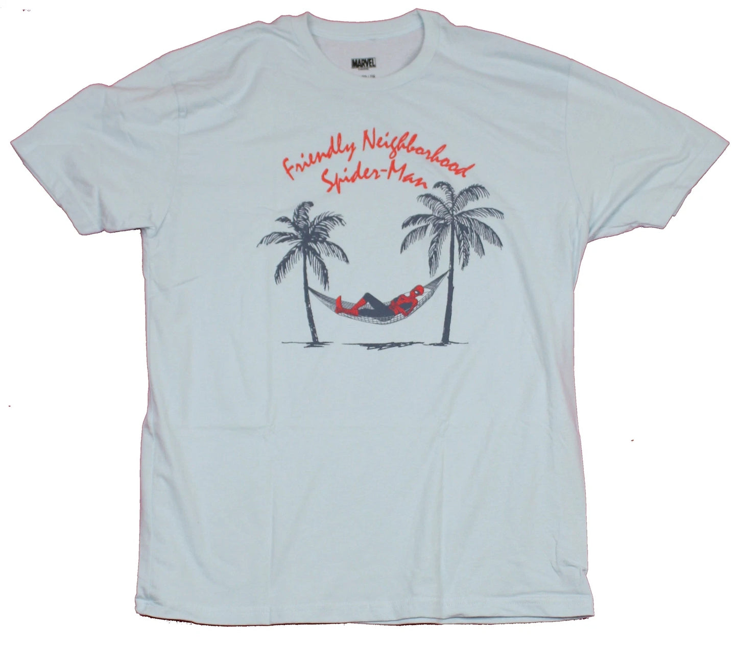 Spider-Man Adult New T-Shirt - Friendly Neighborhood Spider-man Relaxing Palms