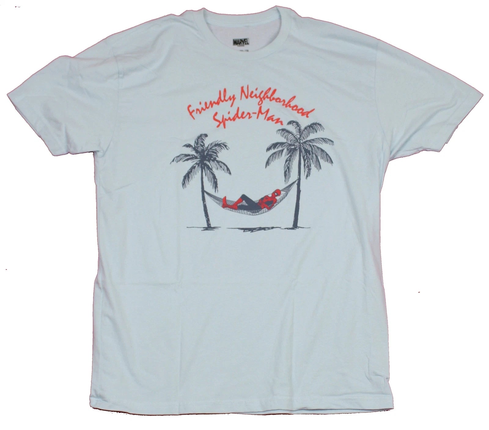 Spider-Man Adult New T-Shirt - Friendly Neighborhood Spider-man Relaxing Palms