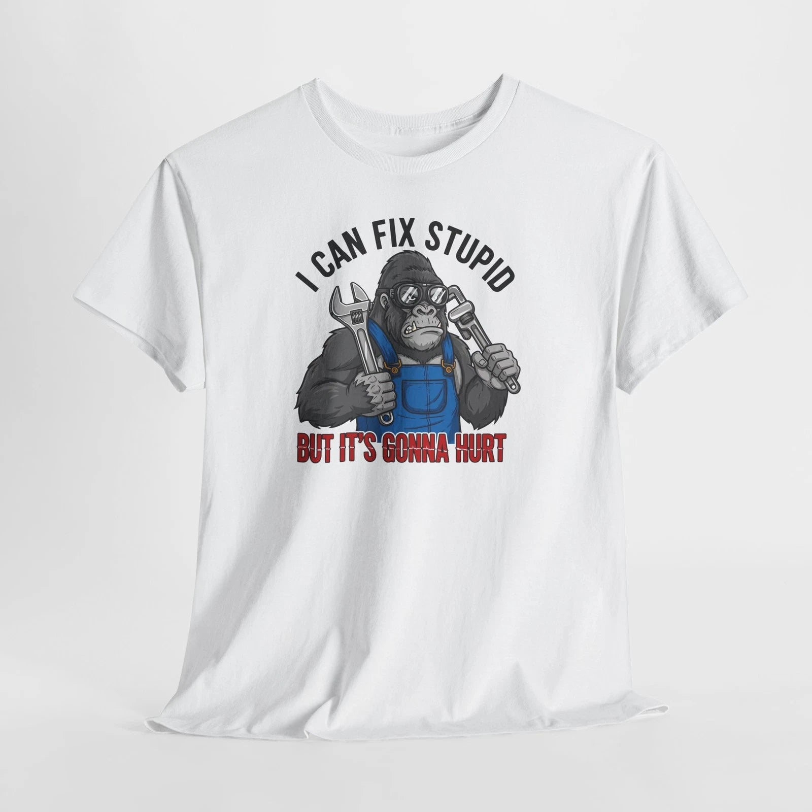 Funny Gorilla Mechanic T-Shirt Mens Heavy Cotton Graphic Tee Sarcastic T-Shirt