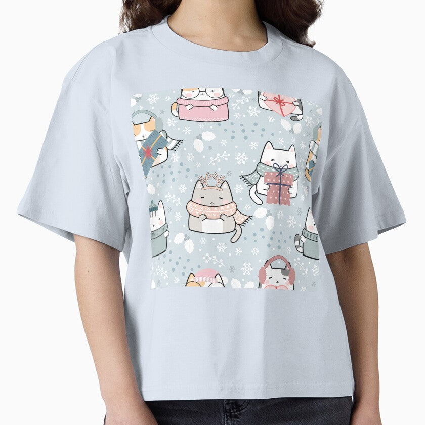 Christmas Cat Seamless Pattern by DAFIN